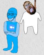 arm blue_skin foot full_body glasses hand hanging innuendo_studios leg looking_at_you raised_eyebrow robot rope smile smirk smug soyjak stubble that_one_fucking_picture_of_nate_being_a_smug_little_bastard variant:soyak // 1042x1308 // 313.7KB