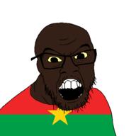 black_skin burkina_faso clothes country flag glasses open_mouth small_eyes soyjak stubble variant:feraljak // 1500x1500 // 32.1KB