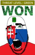 ahegao christianity cross emerald flag:slovakia gem glasses green green_eyes hair looking_up open_mouth schlog_color_event slovakia soyjak soyjak_blog stubble teeth text threat_level_green variant:cobson won // 721x1115 // 151.9KB