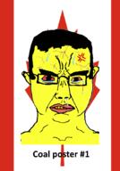 anger_mark asian bloodshot_eyes canada canadian coal country crying ear flag glasses hair soyjak subvariant:chudjak_front text variant:chudjak yellow yellow_skin yellow_teeth // 600x860 // 70.0KB