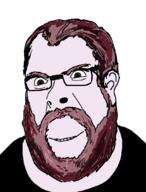 brown_hair closed_mouth clothes fat glasses grey_eyes smile smirk tshirt variant:cobson vaush // 814x1071 // 115.0KB