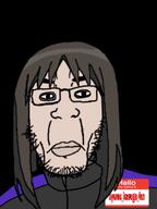 ayumu_kasuga(namefag) black_background brown_hair clothes dap_chhuon(user) glasses grey_skin hello_my_name_is_(sticker) looking_at_you mask meta:namefags mouth_closed pink_skin stubble subvariant:chudplier subvariant:chuzjak variant:chudjak variant:kuzjak variant:markiplier_soyjak wrinkles // 960x1280 // 75.9KB