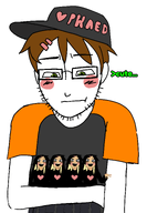 arrow blush brown_hair closed_mouth clothes cute dan drawfag drawing english_text glasses greentext grey_shirt hat looking_down low_effort low_quality op_loves_dan orange_shirt phaedra_(nametroon) quote self_instered_award selfshipper ship snca soysona stubble text variant:soyak variant:soytan white_background yume yumeshipper // 3722x5369 // 1.8MB