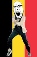 angry animated belgium country dance flag flag:belgium full_body gangnam_style glasses irl open_mouth soyjak stubble variant:cobson // 300x460 // 504.9KB