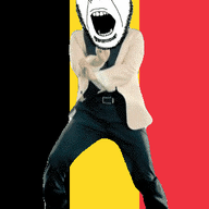 angry animated belgium country dance flag flag:belgium full_body gangnam_style glasses irl open_mouth soyjak stubble variant:cobson // 300x460 // 504.9KB