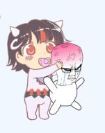 angry animated anime arm baby big_brain chud closed_eyes closed_mouth crying fast full_body glasses gyate_gyate hair hand holding_object leg pacifier seija_kijin soyjak struggling touhou variant:chudjak vein video_game // 785x1000 // 317.4KB