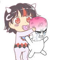 angry animated anime arm baby big_brain chud closed_eyes closed_mouth crying fast full_body glasses gyate_gyate hair hand holding_object leg pacifier seija_kijin soyjak struggling touhou variant:chudjak vein video_game // 785x1000 // 317.4KB