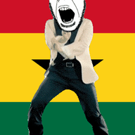 angry animated country dance flag full_body gangnam_style ghana glasses irl open_mouth soyjak star stubble variant:cobson // 300x460 // 499.4KB
