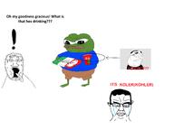 amphibian artist:sectionalism clothes exclamation_mark frog glasses its_over kohler nas:pepe pepe_the_frog pizza soda soyjak subnas:apu subvariant:chudjak_front subvariant:kohler text tongue variant:chudjak variant:unknown // 3464x2604 // 508.2KB