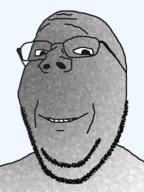 bald closed_mouth dust glasses smile stubble subvariant:wholesome_soyjak transparent_background variant:gapejak // 600x800 // 301.9KB