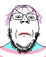 angry flag:transgender_pride_flag front_facing frown glasses lips looking_at_you soyjak stubble subvariant:gapejak_front template tranny trans transgender_flag troon variant:gapejak // 500x622 // 22.4KB