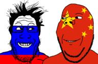2soyjaks are_you_soying_what_im_soying china flag flag:china flag:russia glasses hair looking_at_each_other russia russo_ukrainian_war smile soyjak star_(symbol) stubble subvariant:wholesome_soyjak variant:gapejak variant:markiplier_soyjak // 1188x782 // 198.3KB