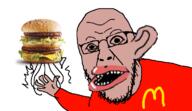 amerimutt arm brown_skin clothes ear hamburger hand mcdonalds mutt mutt_lips open_mouth stubble variant:yurjak // 768x442 // 131.6KB