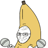 animated arm banana brian_griffinn closed_mouth clothes family_guy food fruit full_body glasses hand holding_object leg maracas meta:last_post_on_jarty meta:the_end_of_jarty peanut_butter_jelly_time ponpon poyopoyo smile smug soyjak stubble subvariant:soyak_(smug) variant:soyak watermark // 245x400 // 239.2KB