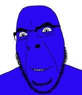 argyria blue_people blue_skin glasses purple_skin smile smug soyjak stubble variant:cobson // 721x840 // 24.1KB