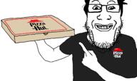 glasses hair hand holding_object meta:tagme pizza pizza_hut pointing smile smirk soyjak standing stubble variant:markiplier_soyjak // 1348x800 // 130.0KB