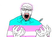 angry beard glasses hrt lipstick pink_hair syringe tranny transgender_flag troon variant:dumjacque vein // 1500x1000 // 57.5KB