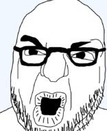 chin flart glasses open_mouth soyjak stubble variant:unknown // 719x886 // 143.8KB