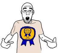 award bald clothes ear eyebrows eyes fell_for_it_again_award glasses hand looking_at_you open_mouth pointing shirts soyjak stubble variant:shirtjak white_background white_skin // 1199x1085 // 117.5KB