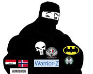 Warrior-Z(user) arab arabic_text balaclava bara batman batman:_arkham_knight batman_(series) breasts buff caligraphy flag:norway islam kufic mge moobs mudslime muscular_male muslims norway punisher punisher_face shahada smile soybooru variant:chudjak // 1691x1342 // 348.5KB