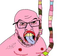 acne anhero bloodshot_eyes crying frankenpenis ftm glasses hanging looking_up maggots masectomy_scars mustache open_mouth pooner rope rotting scar soyjak stitches stubble suicide tongue tranny variant:feraljak yellow_teeth // 1516x1504 // 178.5KB