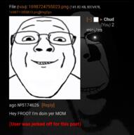 black_eyes closed_mouth glasses glowing_eyes smile soyjak_party stubble subvariant:hornyson teeth variant:bernd variant:cobson // 720x724 // 306.8KB