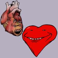 2soyjaks angry heart no_nose objectsoy open_mouth series:bodybuddy smile soyjak variant:feraljak variant:impish_soyak_ears // 809x809 // 266.2KB