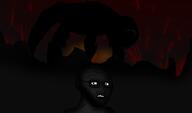 artist:crimsonvoidhydra1488 background beard black dark darkness explosion giant glasses monster open_mouth red_sky soyjak subvariant:soyak_(concerned) titan variant:soyak // 960x564 // 123.5KB