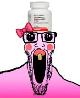 bowtie estradiol flavorjak glasses hrt oh_my_god_she_is_so_attractive open_mouth soyjak stretched_chin stretched_mouth stubble variant:markiplier_soyjak // 900x1100 // 215.8KB