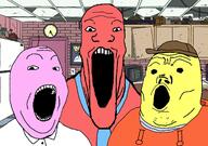 adult_swim clothes hat hoodie open_mouth smiling_friends teeth trend:soyjak_trio variant:gapejak variant:markiplier_soyjak variant:tony_soprano_soyjak // 1540x1080 // 750.4KB