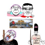 4soyjaks ack beefeater bloodshot_eyes boylover_symbol brown_bess chud_troon_alliance clothes crying ear eyes flag flag:makhnovshchina flag:nazi_germany flag:transgender_pride_flag flag:united_kingdom friendship glasses hair hand hanging happy hat heart horse ma makeup makhnovshchina musket mustache nazism purple_hair roblox skull skull_and_bones smile soyjak stubble subvariant:chudjak_front suicide swastika tranny transheart ukraine united_kingdom variant:bernd variant:chudjak variant:shirtjak video_game waterloo_at_home wood // 1000x1000 // 590.9KB