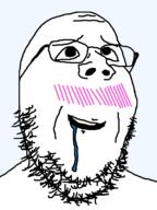 ahegao blush drool glasses large_eyes looking_up smile soyjak stubble variant:gapejak // 600x800 // 1.8MB