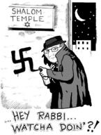 a_wyatt_mann clothes ear graffiti hat jewish_nose kike nazism night nose outside shadow smug spray star_of_david suit synagogue variant:soyak wall // 1200x1586 // 491.1KB