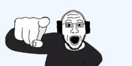 arm clothes glasses hand headphones open_mouth pointing pointing_at_viewer soyjak stubble variant:unknown // 1122x567 // 14.7KB