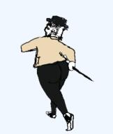 animanstudios animated ass cane closed_mouth clothes ear full_body glasses hat smile soyjak stubble variant:cobson walking // 300x356 // 41.8KB