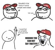 bloodshot_eyes conservative crying dead death donald_trump maga open_mouth republican shooting smirk smug text toss variant:soyak // 1293x1176 // 132.1KB