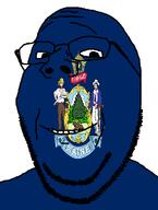 flag flag:maine glasses looking_at_you maine smile soyjak star_(symbol) stubble subvariant:wholesome_soyjak teeth template text tree united_states variant:gapejak // 582x772 // 55.6KB