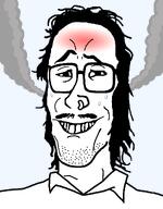 collar collared_shirt glasses hair long_hair mindbroken mullet mustache nose_piercing nose_ring red_face red_skin redraw smoke sweating variant:mulletjak // 838x1072 // 58.6KB