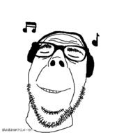 animated closed_eyes closed_mouth glasses happy headphones smile soyjak stubble variant:dubbbzjak // 350x400 // 253.5KB