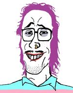 acne collar flag:transgender_pride_flag glasses hair purple_hair red_lips stubble tranny variant:mulletjak // 838x1072 // 264.5KB