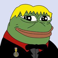 amphibian badge clothes frog green_skin hair happy looking_at_viewer looking_at_you meta:Not_OC nas:pepe nate pepe_the_frog soyteen suit tuxedo // 2089x2097 // 217.4KB