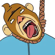 dead hanging monkey open_eyes open_mouth rocket_monkeys tongue tongue_out unibrow variant:bernd // 900x900 // 103.0KB