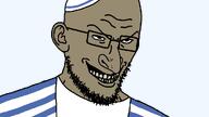 brown_skin clothes ear evil grin hat jewish_nose judaism jude kike kippah nose nuvariant rotten_teeth series:yehudyakim smile soyjak spy spy_(tf2) star_of_david tallit teeth variant:spyjak // 1024x576 // 17.9KB