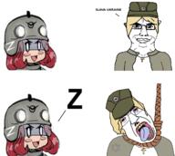 2soyjaks arm azov_battalionv bloodshot_eyes buhanka_chan chirstianity christianity clothes cross crying female glasses hair hanging hat judaism marchika marichka nazism necklace oink open_mouth pointing rope russo_ukrainian_war smile smug soyjak star_of_david subvariant:chudjak_front subvariant:patrick suicide swastika text ukraine variant:chudjak yellow_hair z_(russian_symbol) // 1411x1263 // 751.9KB