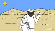 arab arab_text background bandana crying desert execution full_body glasses hand hands_up headband islam knife looking_at_you meta:tagme muslimeen sky smile stubble sun variant:gapejak variant:impish_soyak_ears // 2002x1121 // 245.6KB