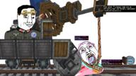 2soyjaks bloodshot_eyes closed_mouth create_mod crying glasses hanging helmet immersive_engineering minecraft modding mustache nazism open_mouth purple_hair rope smile soyjak stubble tongue train train_conductor tranny variant:bernd variant:chudjak water // 1920x1080 // 436.8KB