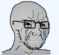 bloodshot_eyes closed_mouth crying glasses metal soyjak steel stubble variant:soyak // 785x731 // 343.3KB