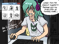 anime clothes computer crying duel hair hand hands_up headphones multiple_soyjaks open_mouth purple_eyes redraw screen soyjak speech_bubble subvariant:wewjak text tomoko tranime_girl tshirt variant:a24_slowburn_soyjak variant:gapejak variant:markiplier_soyjak variant:soyak variant:tony_soprano_soyjak video_game yoshi // 800x598 // 451.4KB