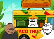 bloodshot_eyes car closed_mouth double_chin ear eating food frown glasses ias looking_at_you meta:ai_generated mexico redraw smile soyjak stand stubble subvariant:gapealien subvariant:impaish taco variant:gapejak variant:impish_soyak_ears variant:meximutt vehicle wrinkles // 2100x1500 // 2.0MB