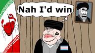 ali_khamenei angry arm ayatollah beard closed_mouth concerned country crab flag:iran flag:transgender_pride_flag glasses god idf iran islam israel military multiple_soyjaks muslims open_mouth queen_of_spades shia smile smug subvariant:chudjak_front variant:bernd variant:chudjak variant:cobson variant:smugjak variant:soyak war // 1920x1080 // 377.1KB